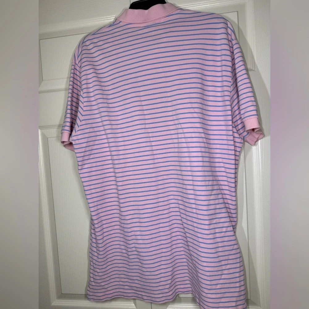 Polo By Ralph Lauren Cotton Short Sleeve Polo Shirt Men’s XL Blue/Pink Stripes‎